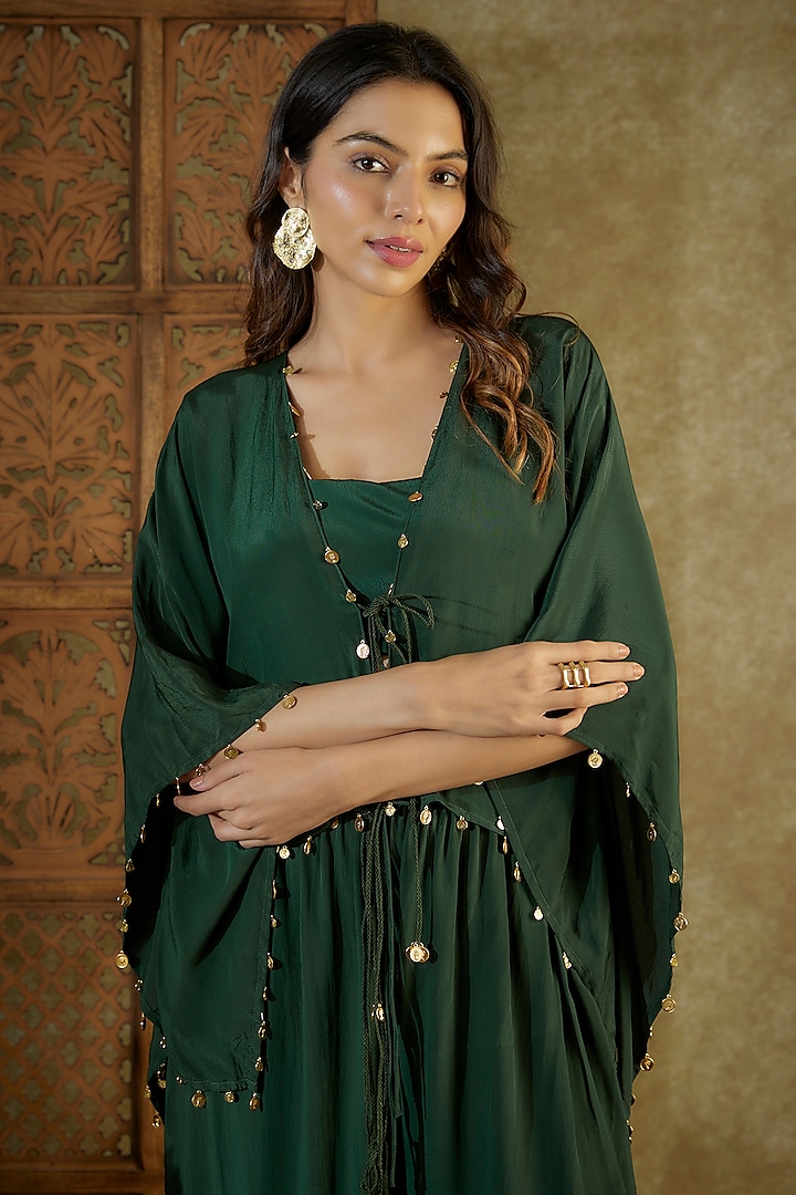 Forest Green Crepe Dhoti Set by Mehak Murpana at Pernia's Pop Up Shop