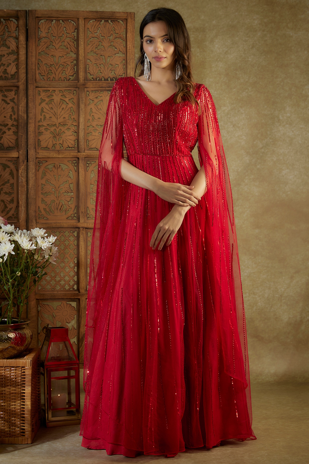 Buy Dulhari Womens Red Net Semi Stitched Anarkali Gown Online at Best  Prices in India - JioMart.