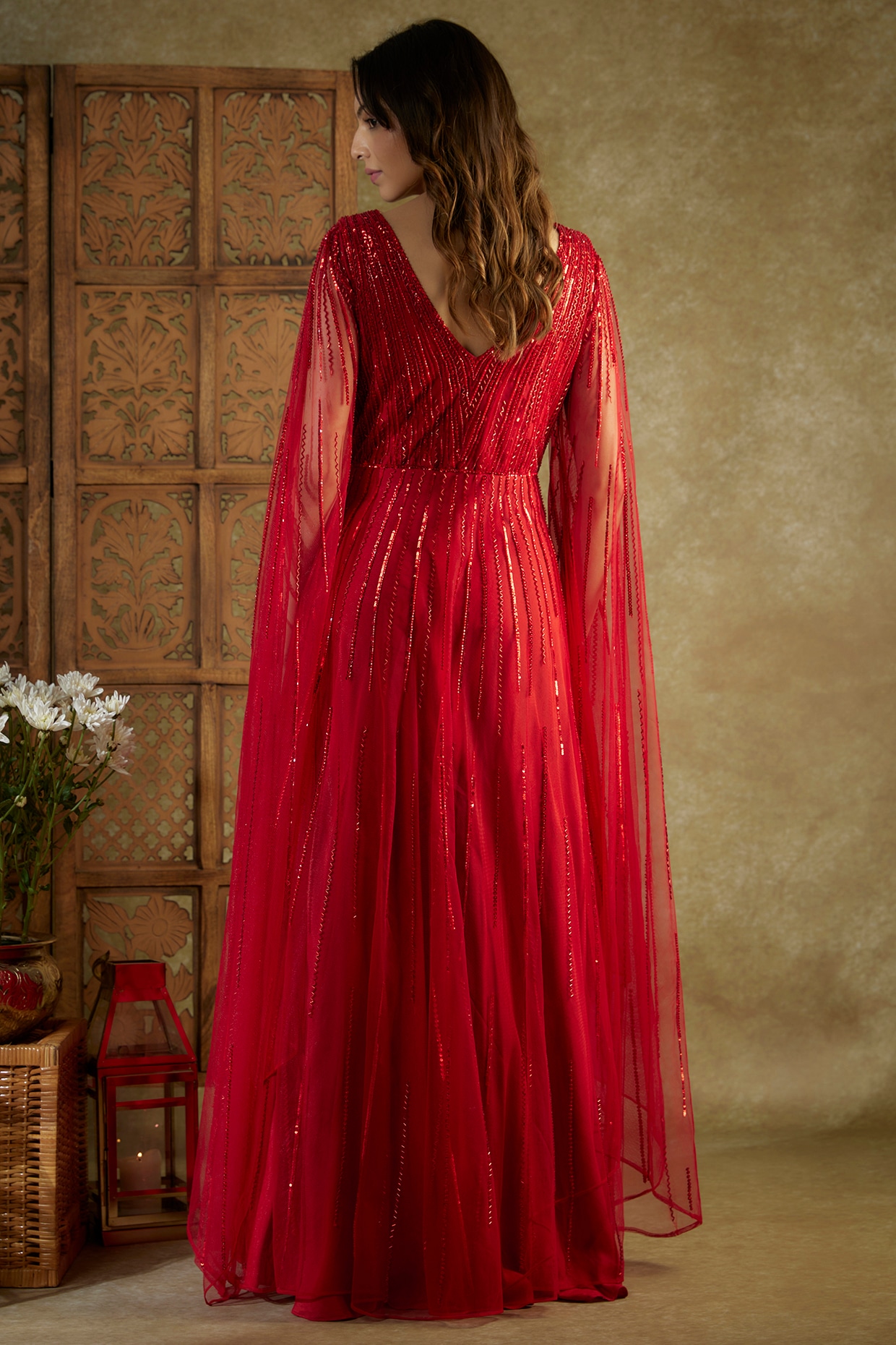 Red netted gown outlet