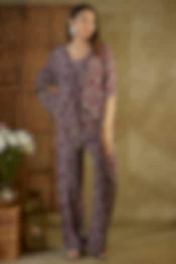 Purple Crepe Printed Co-Ord Set by Mehak Murpana at Pernia's Pop Up Shop