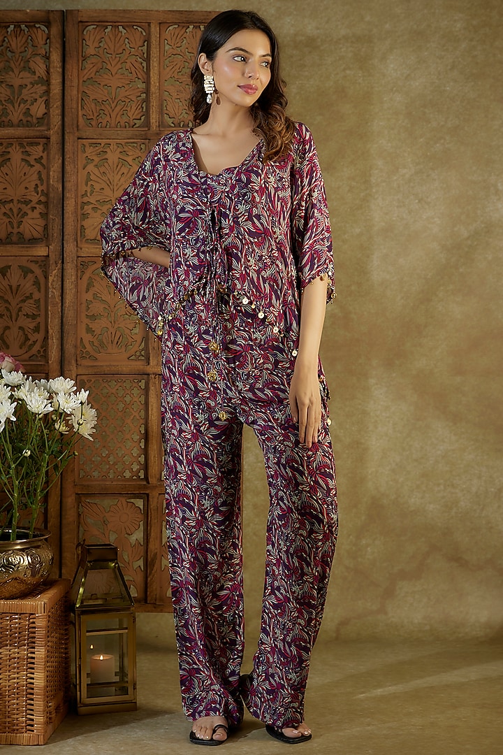 Purple Crepe Printed Co-Ord Set by Mehak Murpana at Pernia's Pop Up Shop