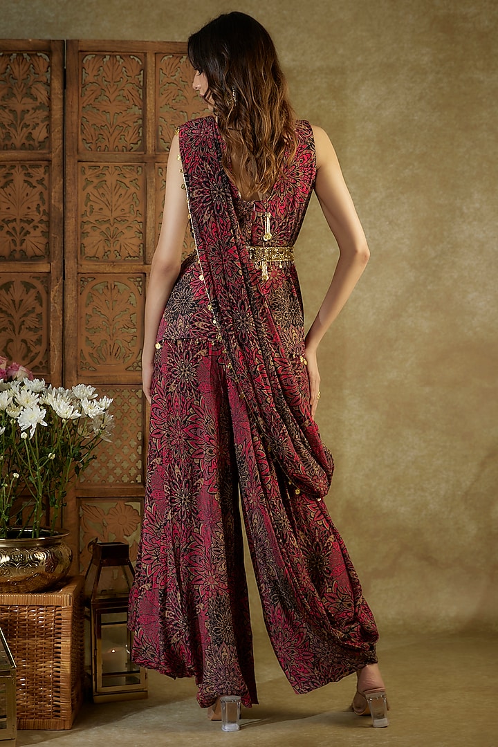Pink Crepe Printed & Embroidered Co-Ord Set by Mehak Murpana at Pernia's Pop Up Shop
