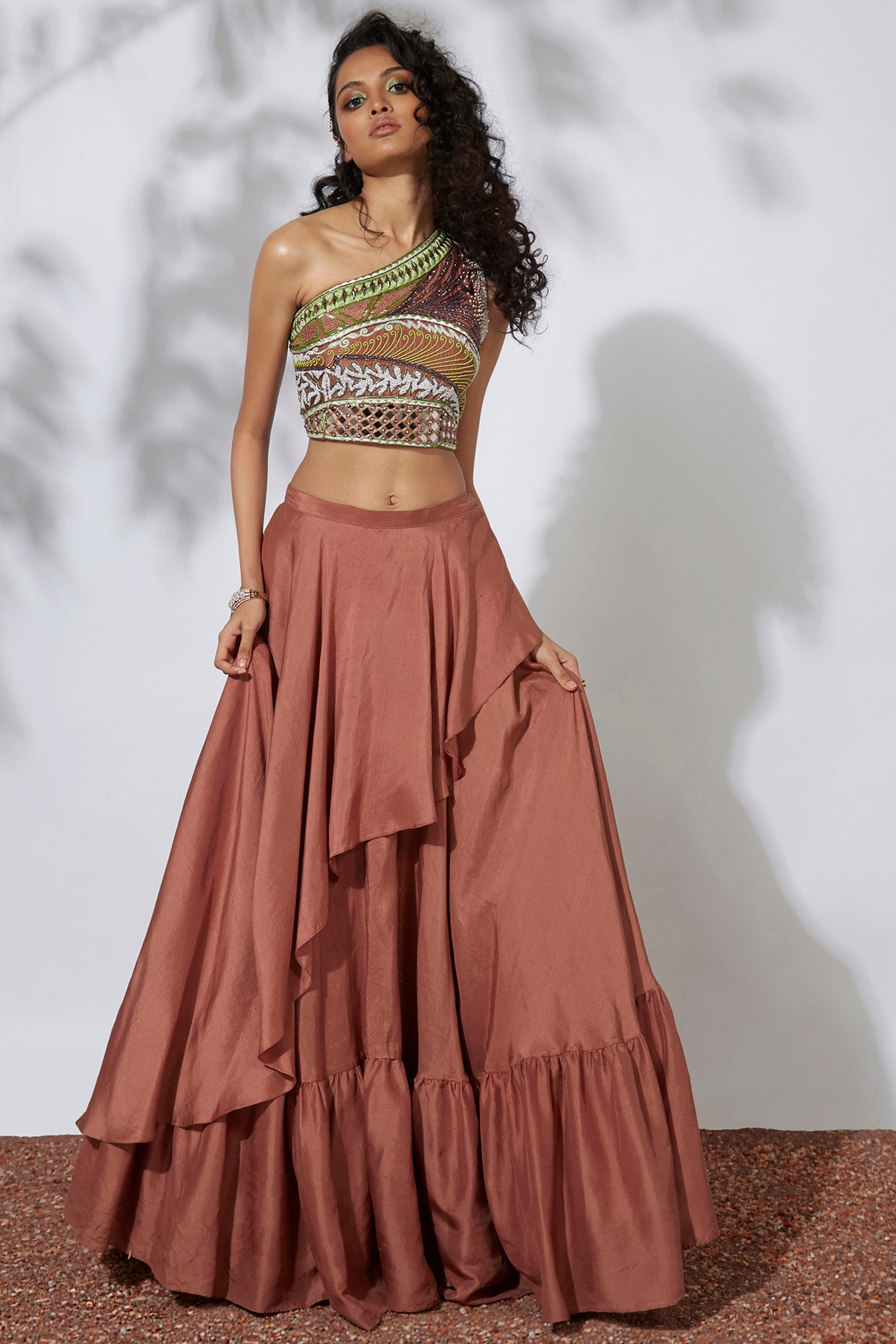 Crop shirt with lehenga clearance