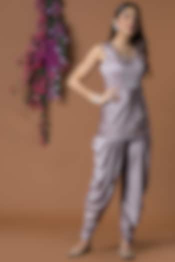 Coffee Brown Milano Satin Draped Dhoti Set by Mehak Murpana at Pernia's Pop Up Shop