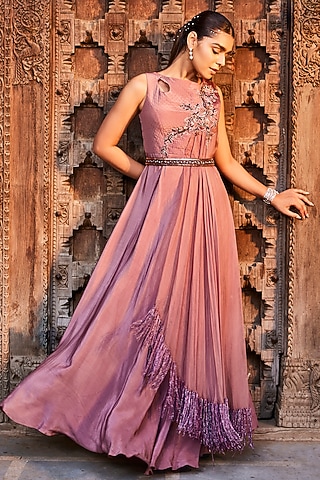 Rose Pink Embellished Gown by Mehak Murpana
