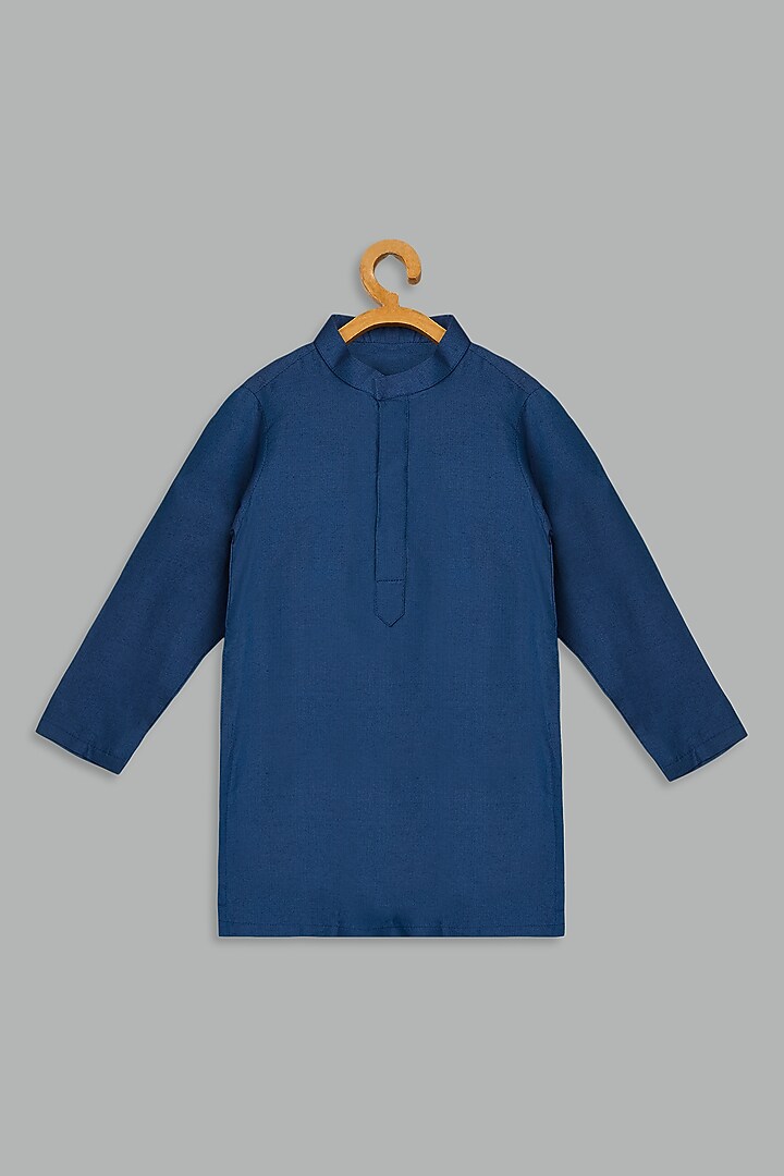 Teal Cotton Printed Bundi Jacket Set For Boys by Bunny Lane at Pernia's Pop Up Shop