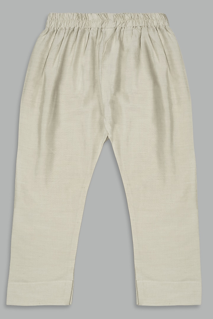Ivory Cotton Linen Printed Bundi Jacket Set For Boys by Bunny Lane at Pernia's Pop Up Shop