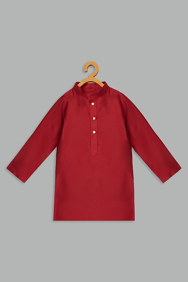Red Cotton Silk Printed Jacket Set For Girls by Bunny Lane at Pernia's Pop Up Shop