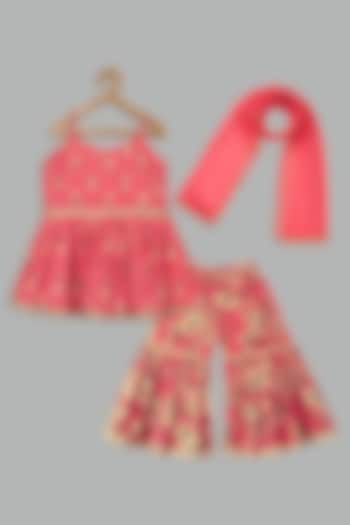 Pink Cotton Printed Sharara Set For Girls by Bunny Lane at Pernia's Pop Up Shop