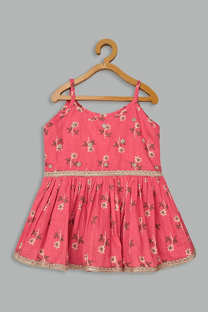 Pink Cotton Printed Sharara Set For Girls by Bunny Lane at Pernia's Pop Up Shop