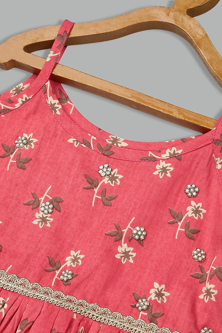 Pink Cotton Printed Sharara Set For Girls by Bunny Lane at Pernia's Pop Up Shop