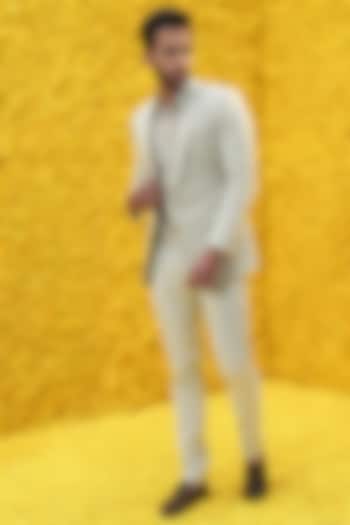 Jade Banarasi Chanderi Blazer Set by Mahima Mahajan Men at Pernia's Pop Up Shop