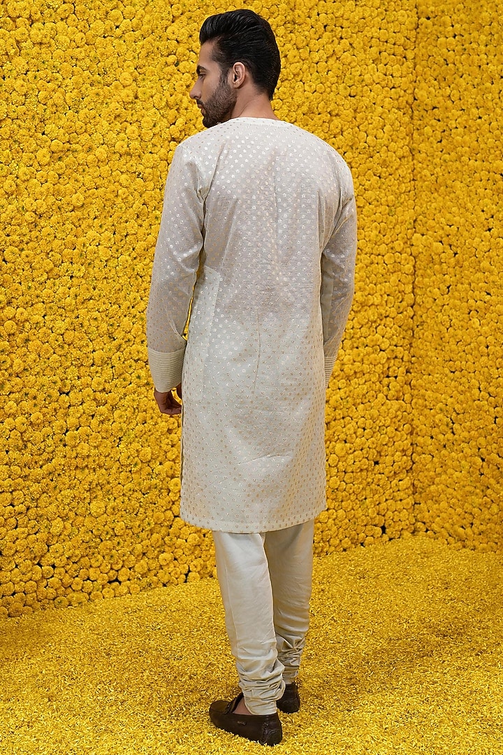 Jade Banarasi Chanderi Kurta Set by Mahima Mahajan Men at Pernia's Pop Up Shop