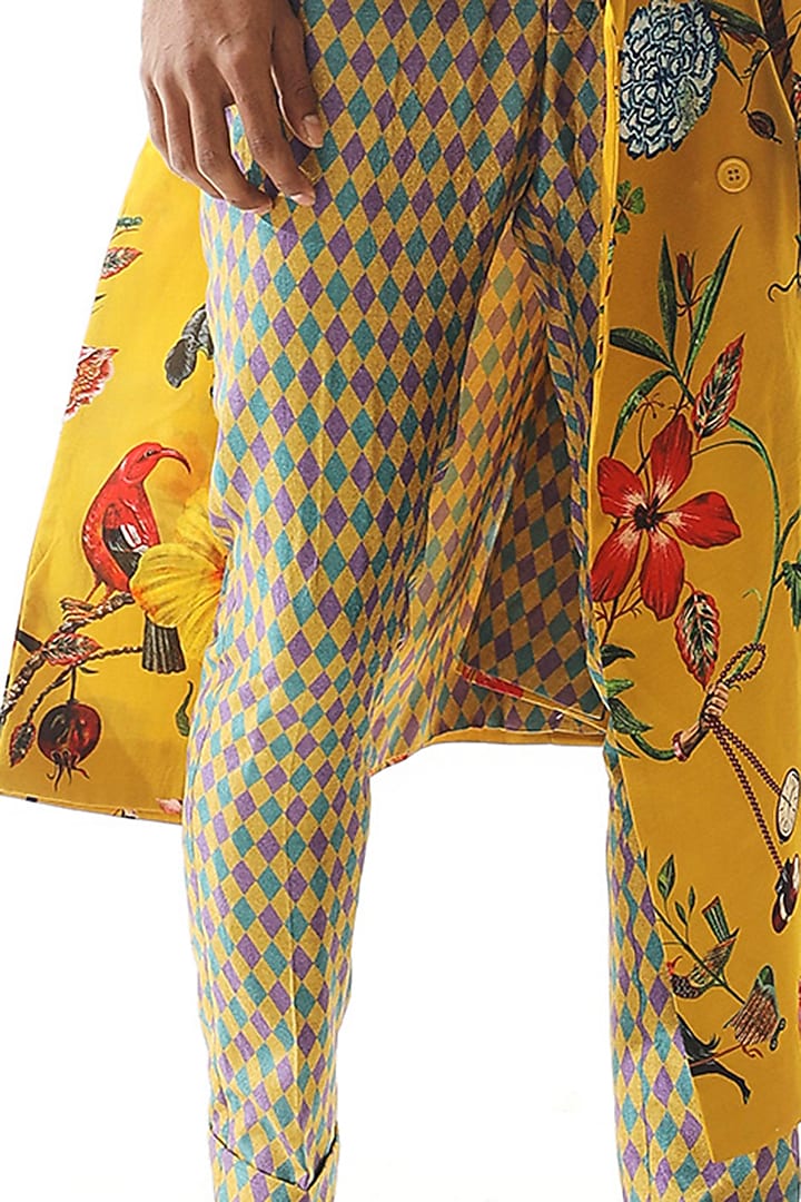 Multi-Colored Organza Satin Printed Pants by Mahima Mahajan Men at Pernia's Pop Up Shop