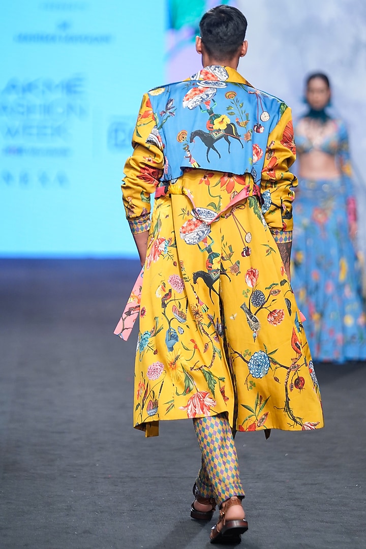 Multi-Colored Organza Satin Printed Jacket Set by Mahima Mahajan Men at Pernia's Pop Up Shop