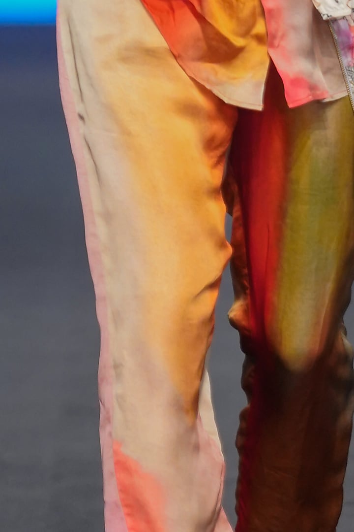 Multi-Colored Dupion Silk & Organza Satin Printed Jacket Set by Mahima Mahajan Men at Pernia's Pop Up Shop