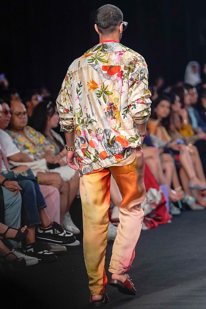 Multi-Colored Organza Satin Printed Pants by Mahima Mahajan Men at Pernia's Pop Up Shop