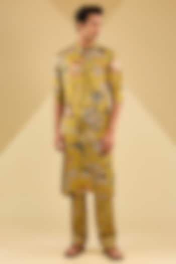 Old Gold Cambric Cotton Kurta Set by Mahima Mahajan Men
