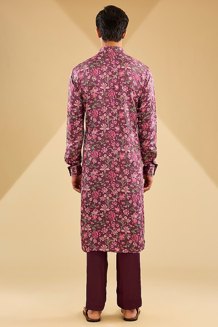Burgundy Cambric Cotton Kurta Set by Mahima Mahajan Men at Pernia's Pop Up Shop