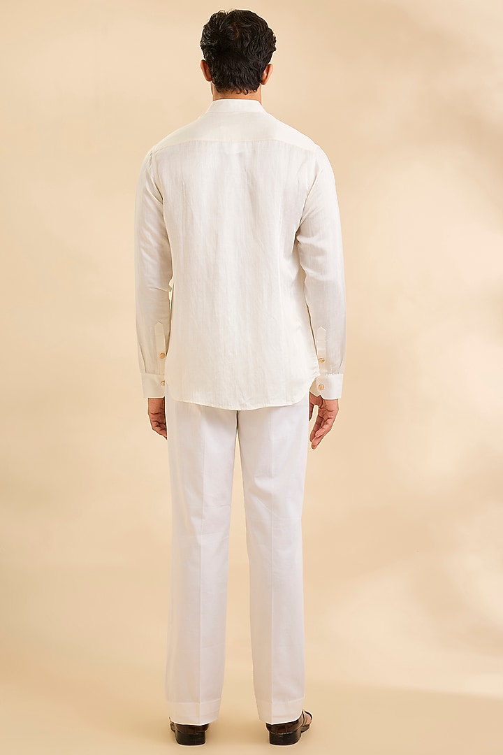Ivory Chanderi Wedding Indowestern Set by Mahima Mahajan Men at Pernia's Pop Up Shop