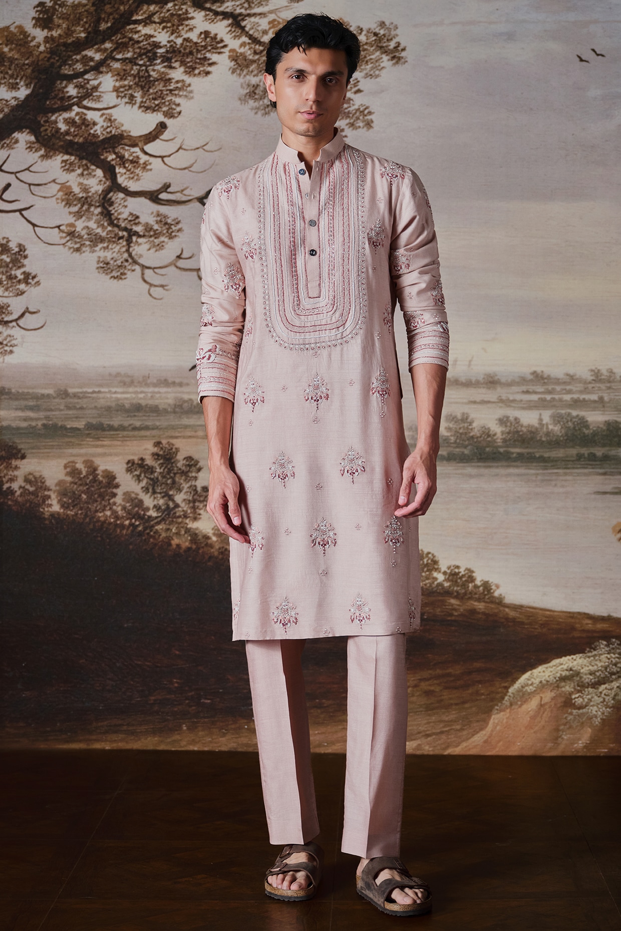 Mahima Mahajan Powder Pink Matka Chanderi Kurta Set