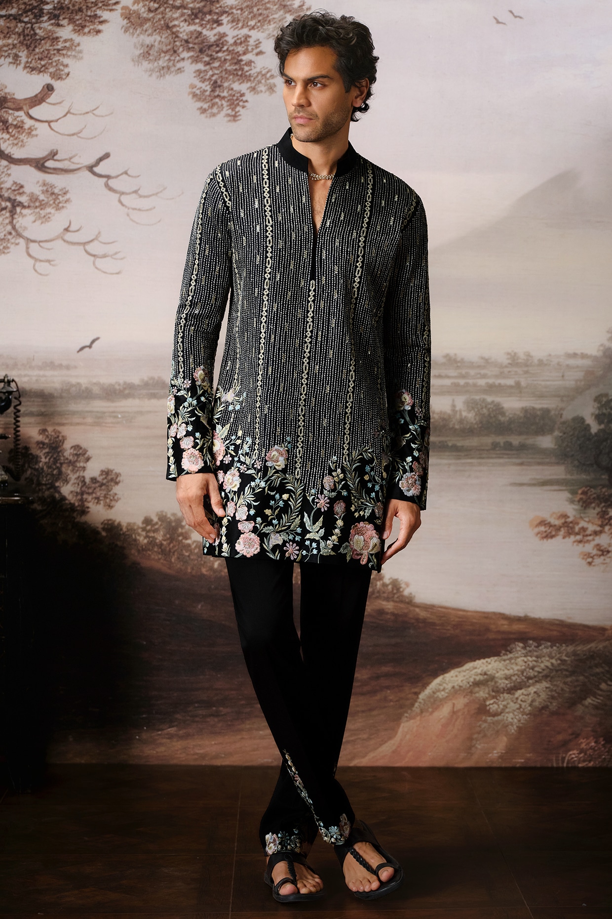 Mahima Mahajan Black Chanderi Kurta Set