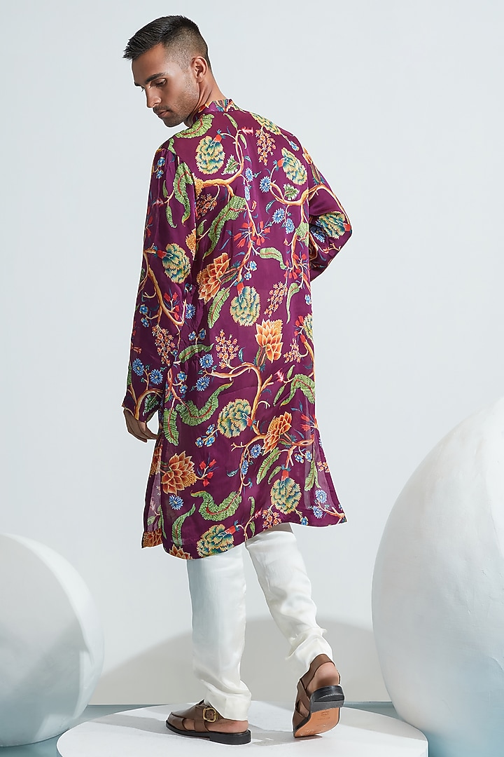 Purple Printed Kurta Set by Mahima Mahajan Men at Pernia's Pop Up Shop
