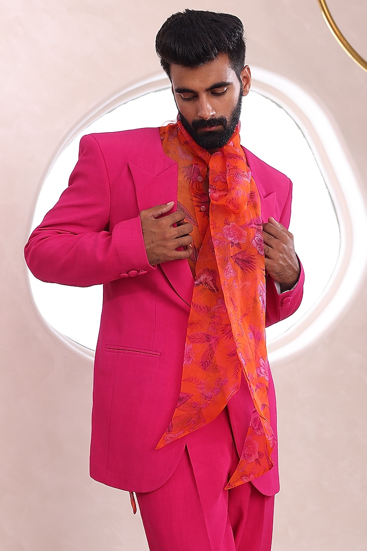 Hot Pink Blazer Pink T Shirt With Black Jeans Hot Pink Moss Crepe