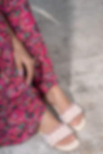 Mauve Pink Hand Embroidered Slides by Mehak Murpana Accessories at Pernia's Pop Up Shop