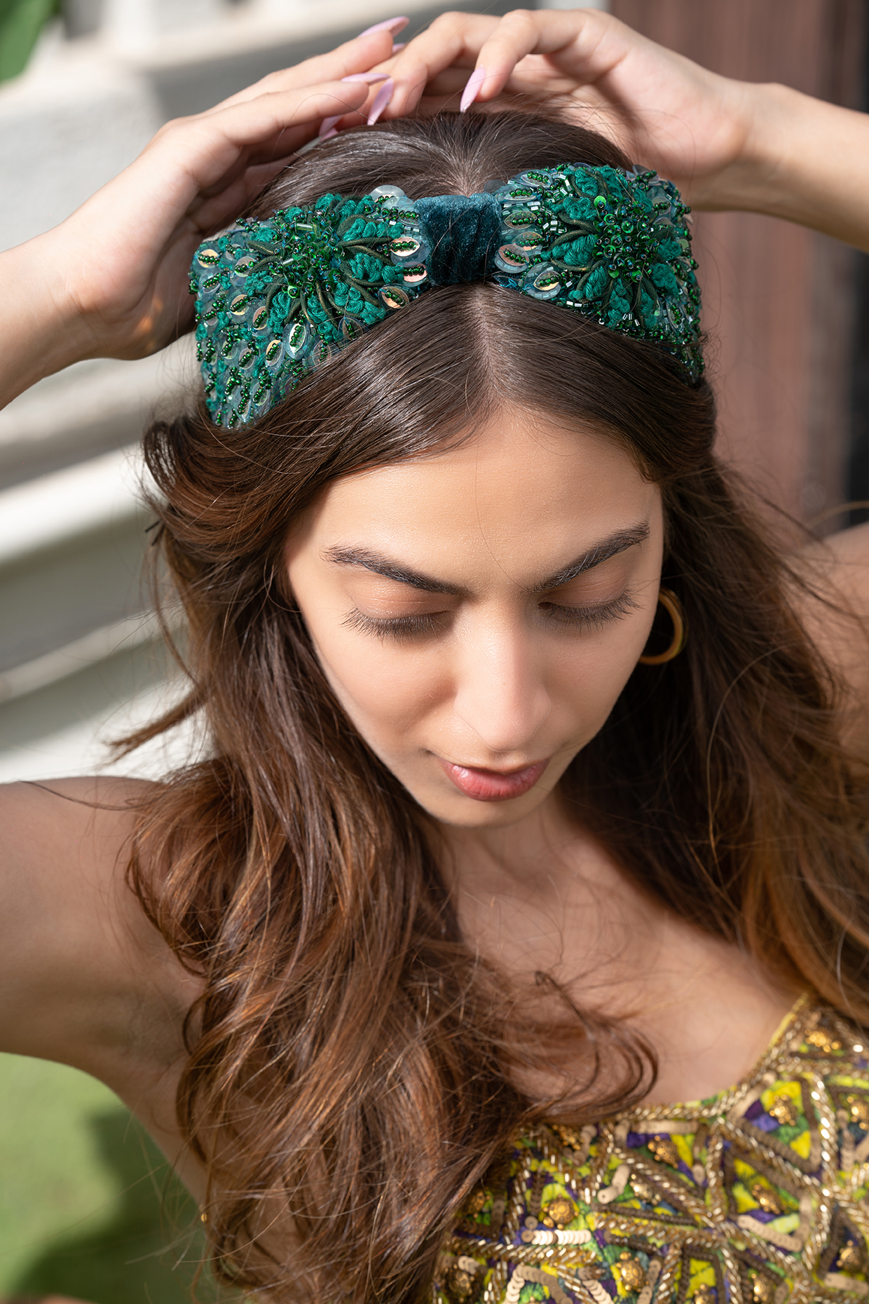 Green velvet deals headband