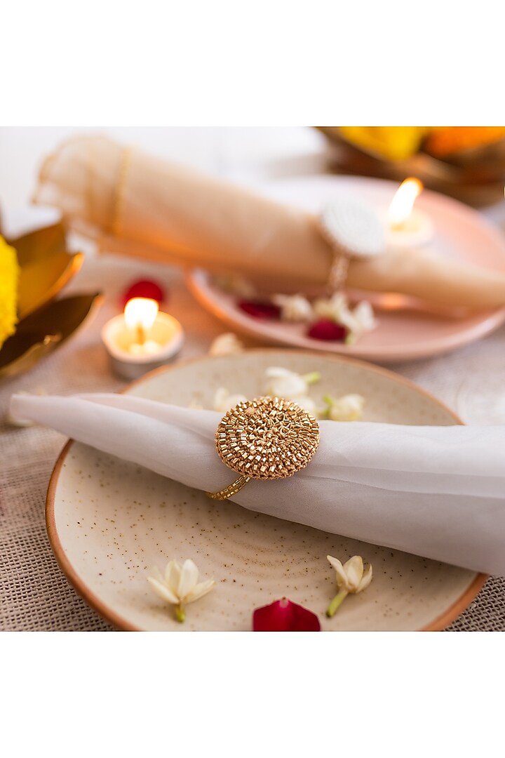 Gold Organza Napkins by Chrysante By Gunjan Gupta at Pernia's Pop Up Shop
