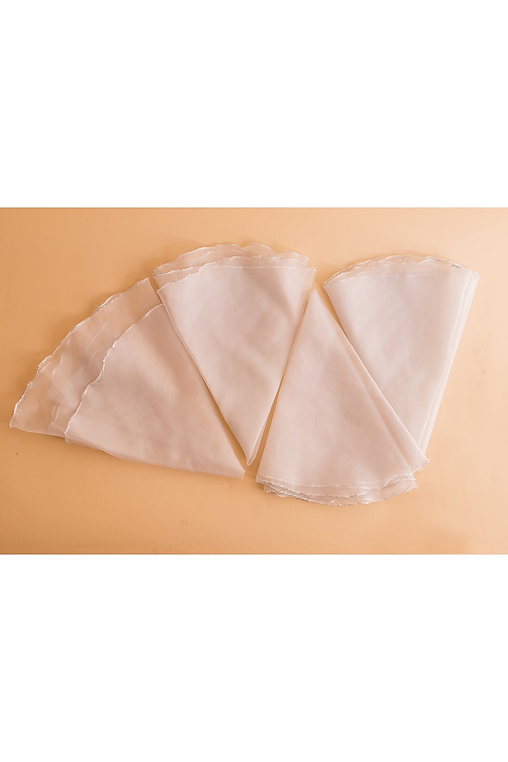 Silver-Grey Organza Napkins by Chrysante By Gunjan Gupta at Pernia's Pop Up Shop