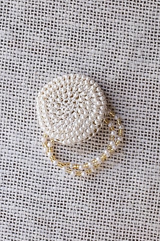 White Beaded Napkin Rings by Chrysante By Gunjan Gupta