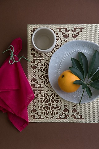 Gold Leather Placemats by Chrysante By Gunjan Gupta