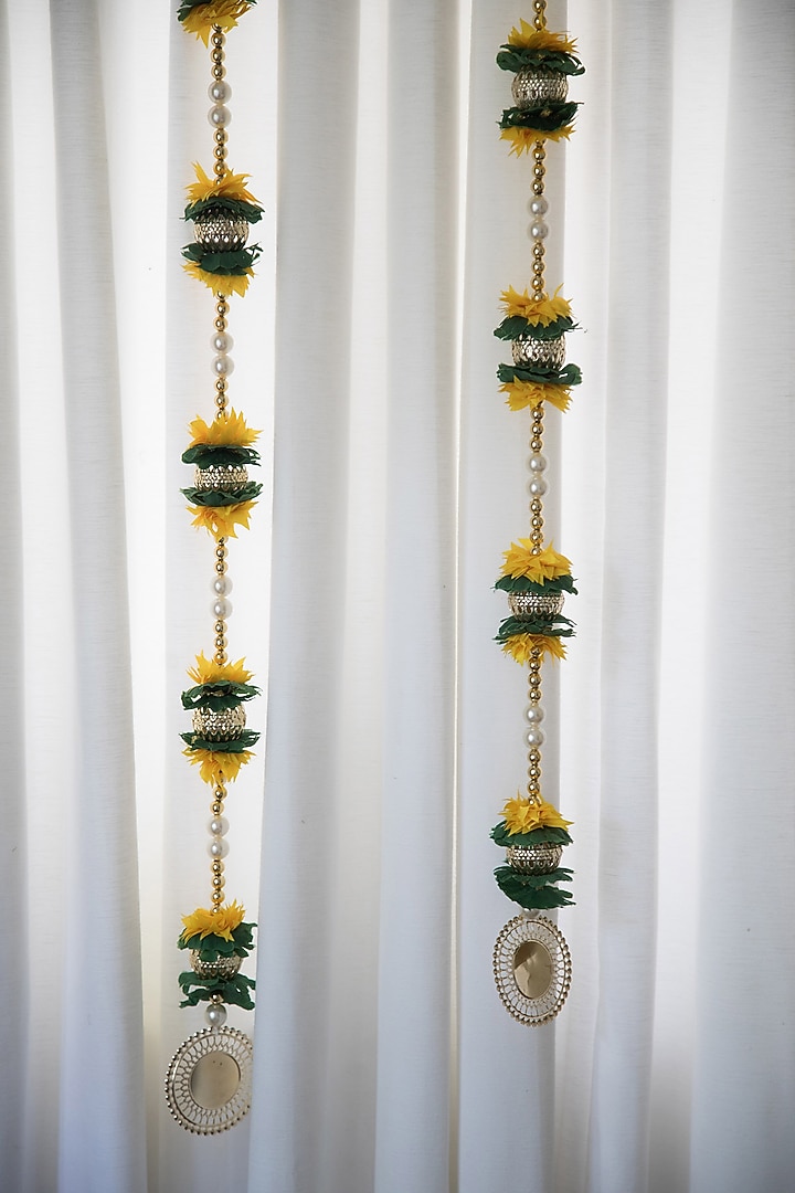 Yellow & Green Door Hanging (Set of 2) by Chrysante By Gunjan Gupta at Pernia's Pop Up Shop