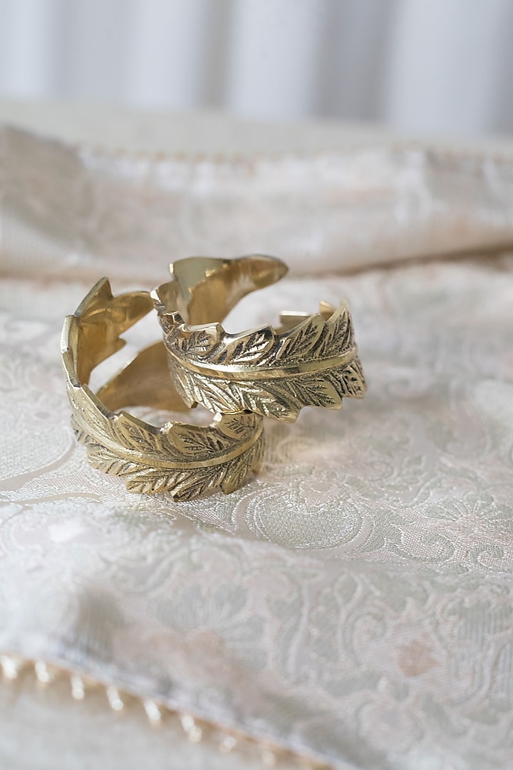 Golden Luxury Leaf Napkin Ring by Chrysante By Gunjan Gupta at Pernia's Pop Up Shop