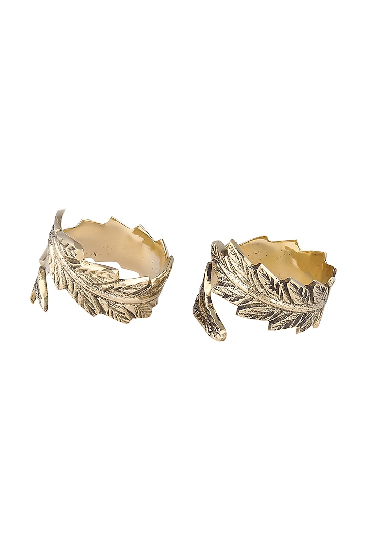 Golden Luxury Leaf Napkin Ring by Chrysante By Gunjan Gupta at Pernia's Pop Up Shop