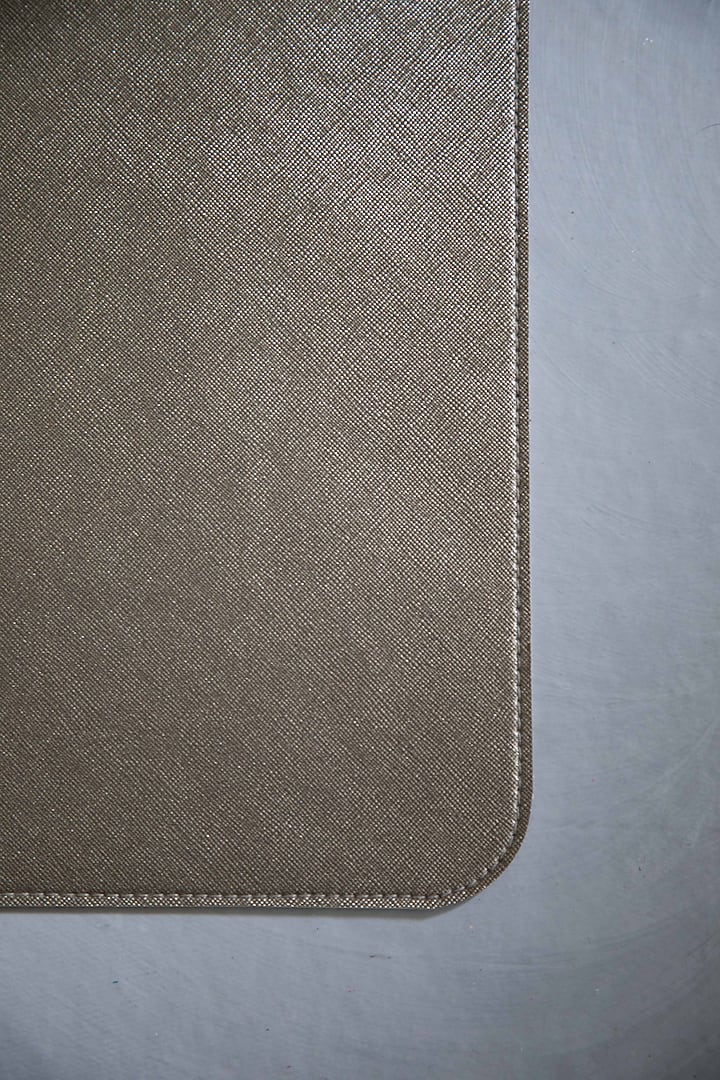 Metallic Grey Faux Leather Placement Set by Chrysante By Gunjan Gupta at Pernia's Pop Up Shop