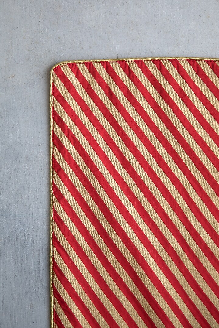 Red & Golden Brocade Silk Placemat Set by Chrysante By Gunjan Gupta at Pernia's Pop Up Shop
