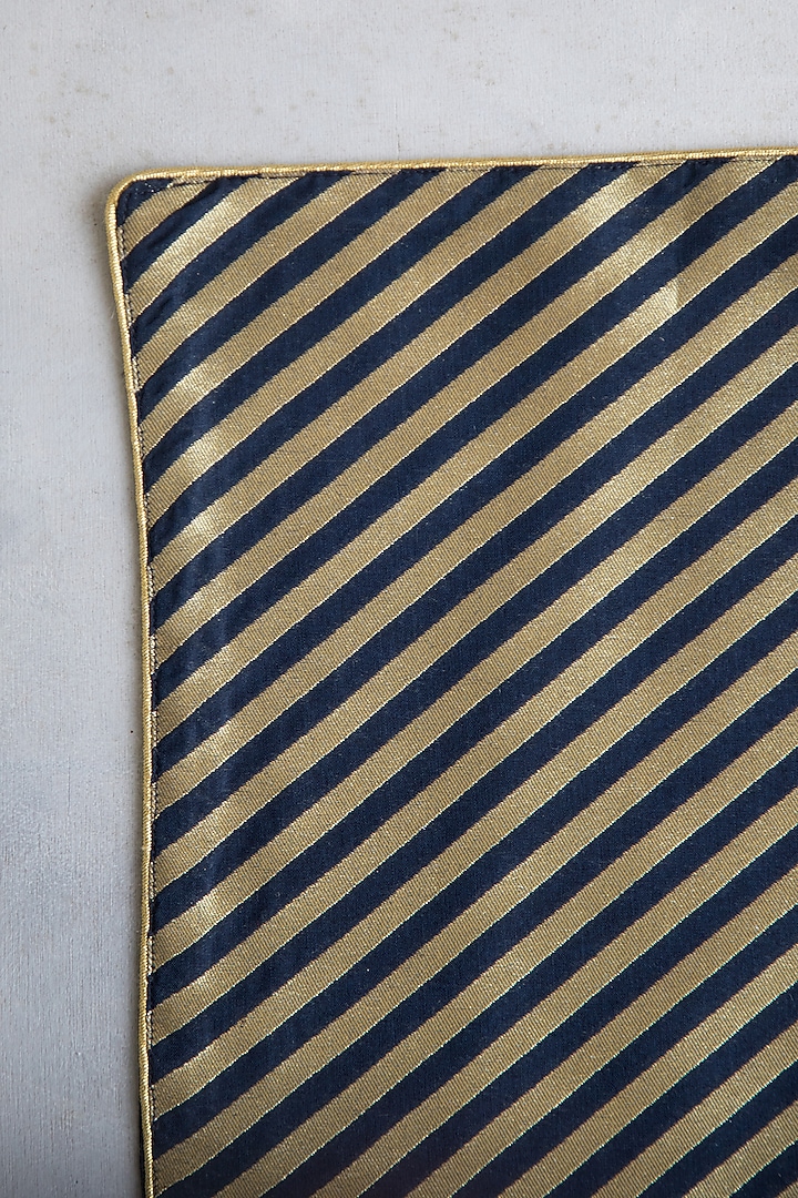 Blue & Golden Brocade Silk Placemat Set by Chrysante By Gunjan Gupta at Pernia's Pop Up Shop