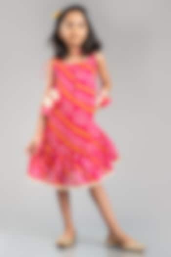 Pink Kota & Bandhani Dress For Girls by My Mini Trunk at Pernia's Pop Up Shop