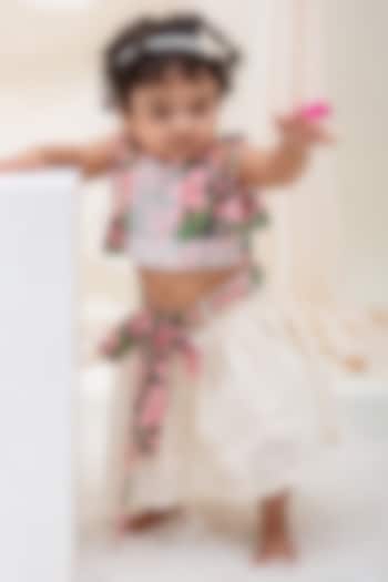 Off-White Cotton Printed Lehenga Set For Girls by My Mini Trunk at Pernia's Pop Up Shop