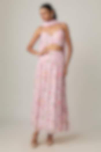 Pink Printed Cotton Poplin Skirt Set by MMVM at Pernia's Pop Up Shop