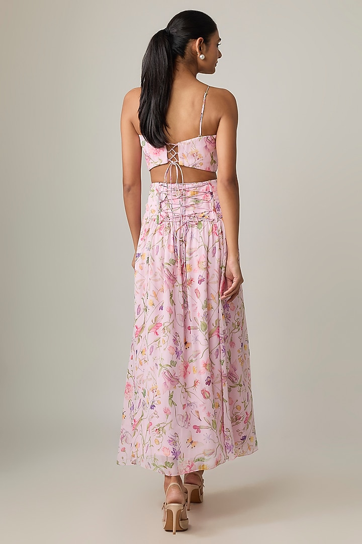 Pink Printed Cotton Poplin Skirt Set by MMVM at Pernia's Pop Up Shop