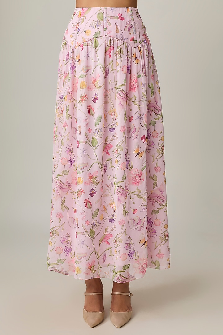 Pink Printed Cotton Poplin Skirt Set by MMVM at Pernia's Pop Up Shop