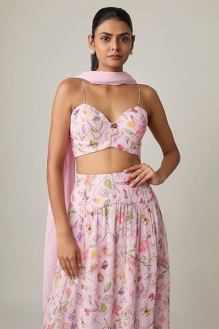 Pink Printed Cotton Poplin Skirt Set by MMVM at Pernia's Pop Up Shop