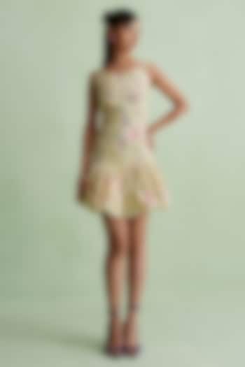 Butter Yellow Poplin Floral Printed Mini Vacation Dress by MMVM at Pernia's Pop Up Shop