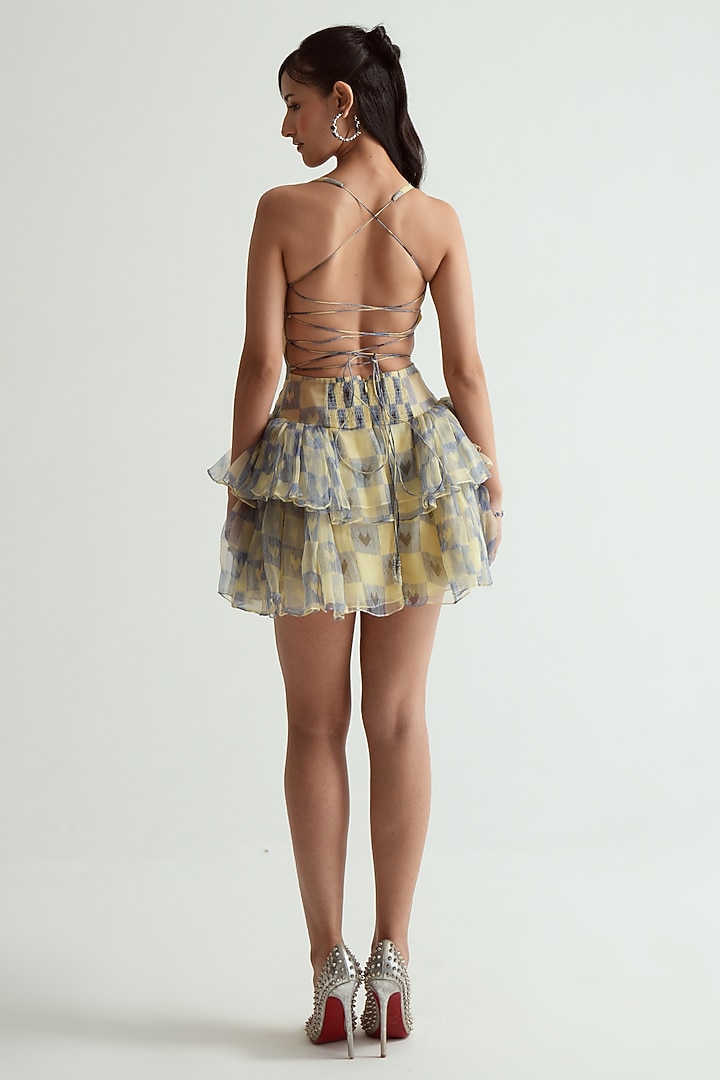 Butter Yellow Silk Organza Stuctured Mini Vacation Dress by MMVM at Pernia's Pop Up Shop
