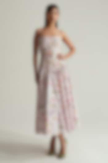 Baby Pink Cotton Poplin Floral Printed Midi Vacation Dress by MMVM at Pernia's Pop Up Shop