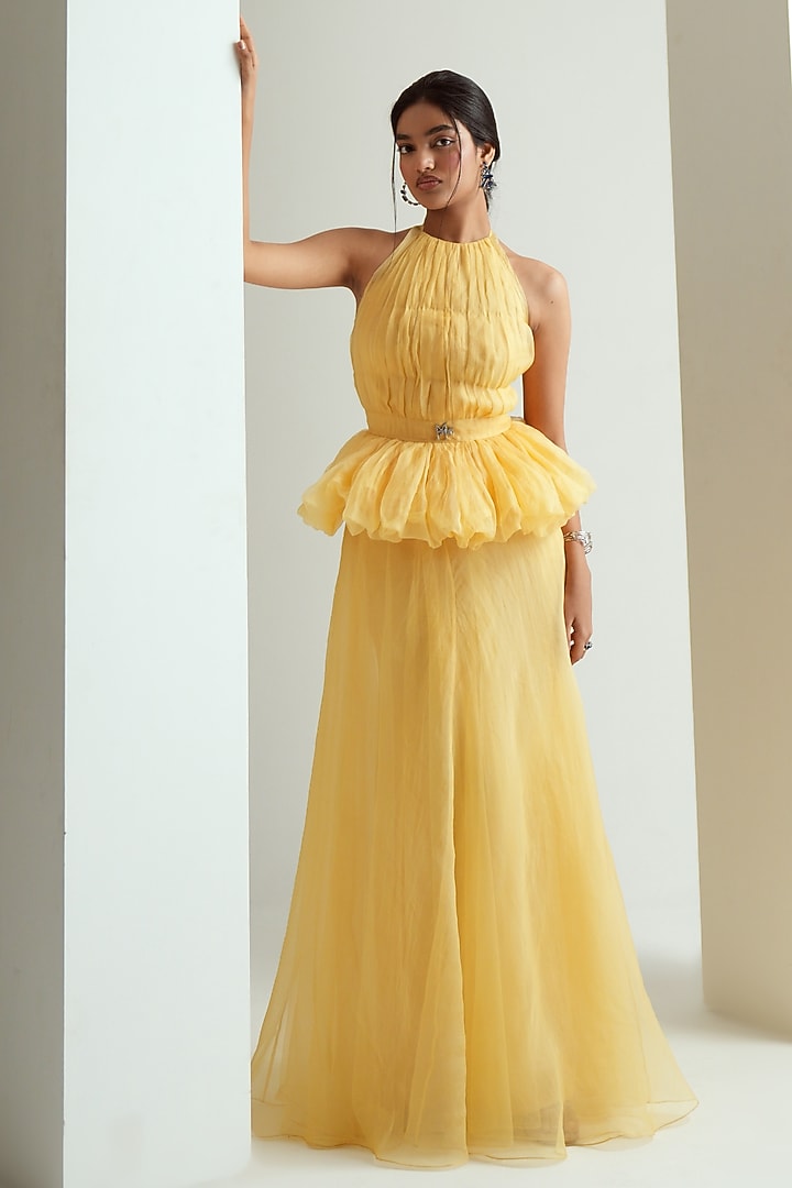 Multi-Colored Organza Floral Printed Halter Engagement Gown by MMVM at Pernia's Pop Up Shop